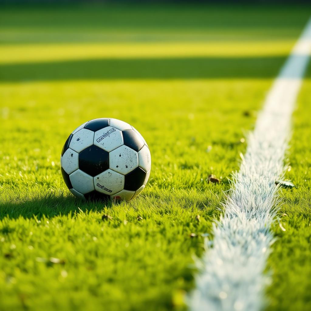 Football on a fresh green pitch