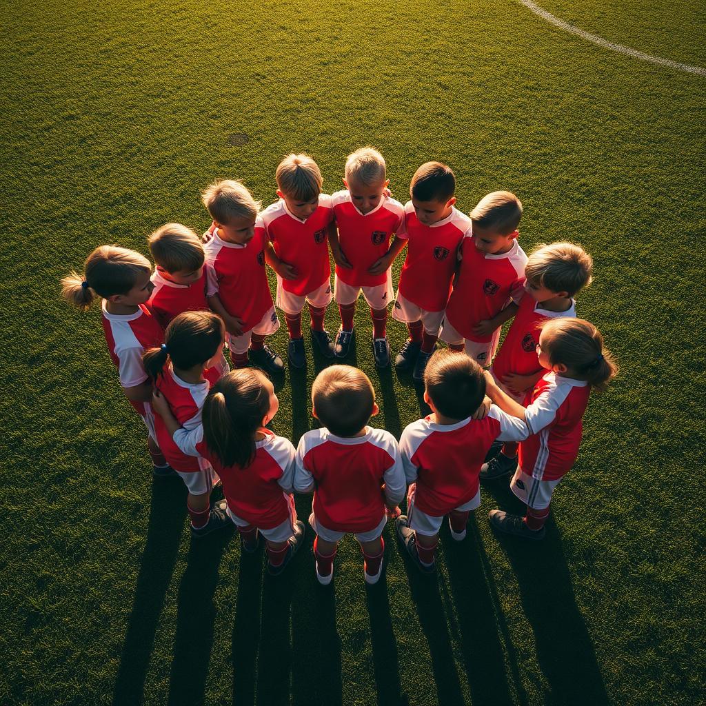 Team huddle on the pitch