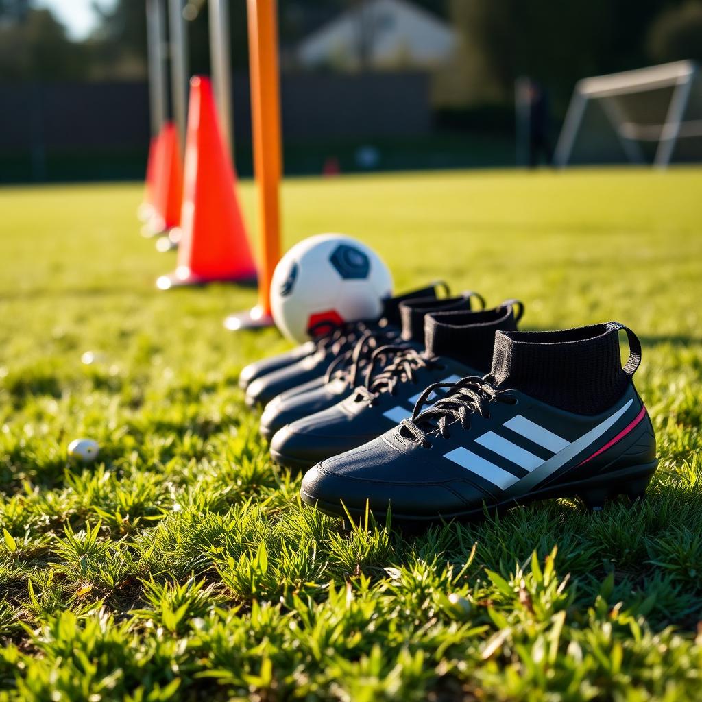 Boots and cones lined up ready for training